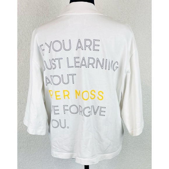 PYER MOSS • White “We Forgive You” Short Sleeve Mockneck Logo Tee, M - Picture 8 of 16
